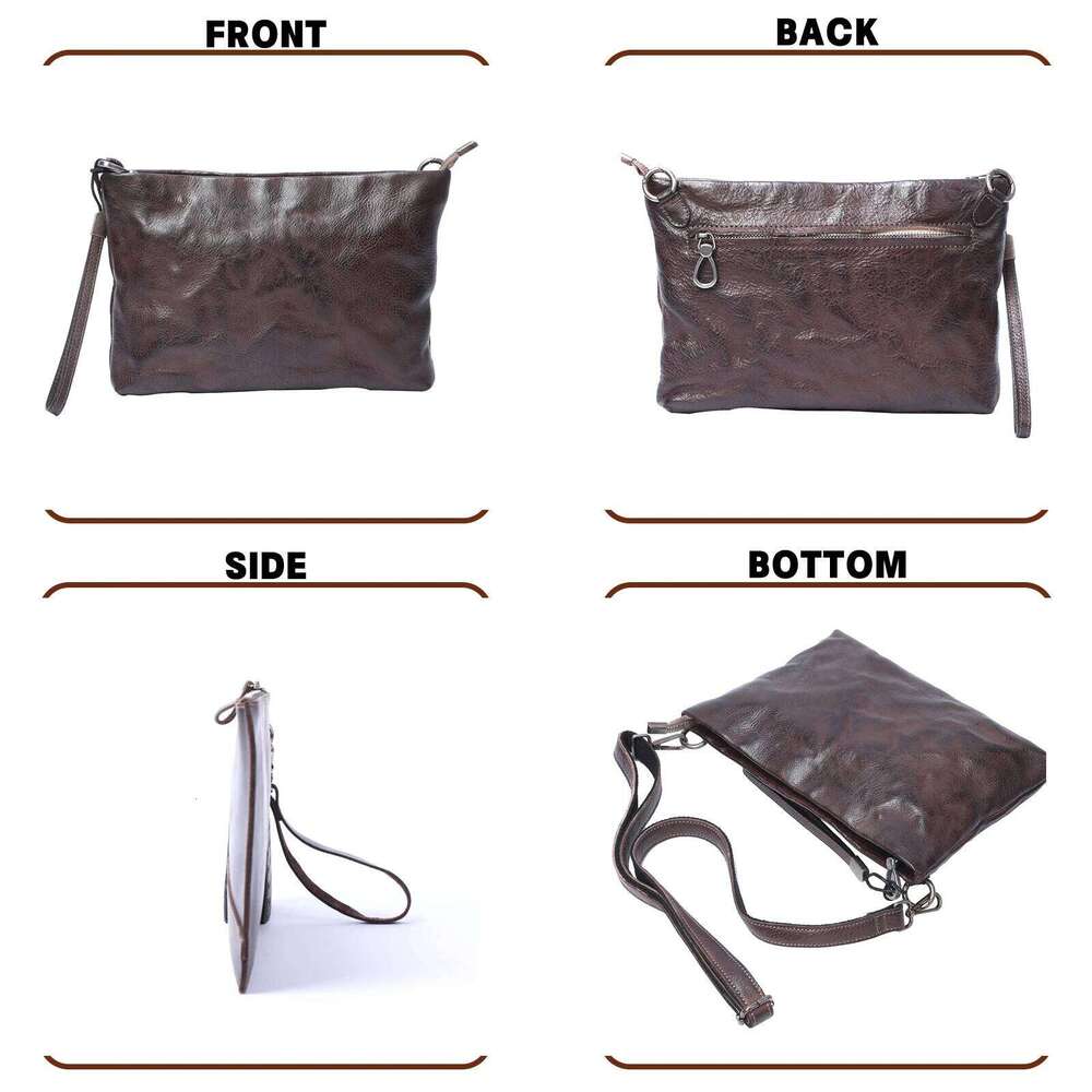 Genuine Men's Casual Shoulder Clutch Fashion Cowhide Chest Bag Vegetable-Tanned Leather Hand Coloring 2025/06/05