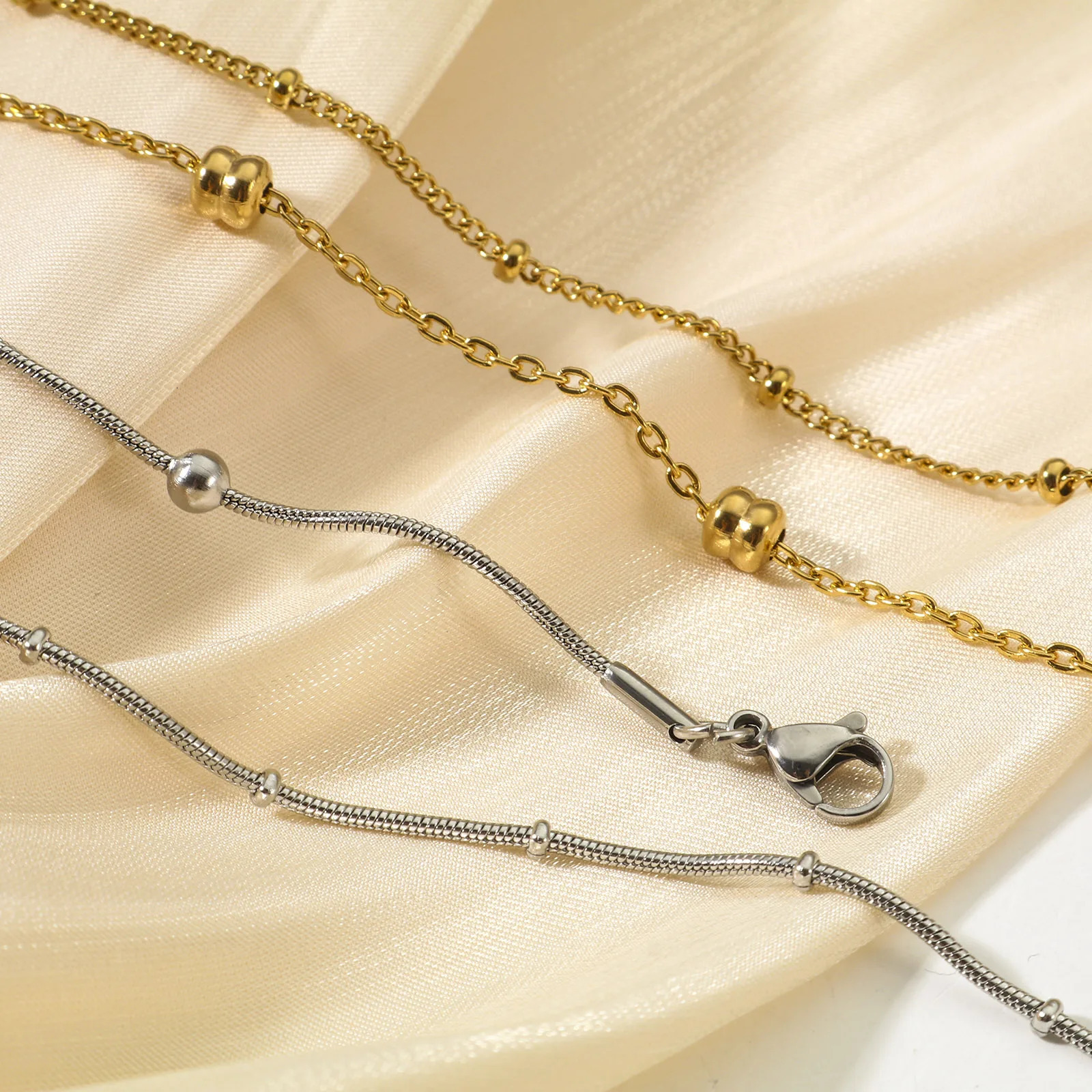 Trendy Stainless Steel Anklet Gold Color Round Link Chains On Foot Barefoot Sandals Anklet Bracelet Women Summer Jewelry1PC 250528