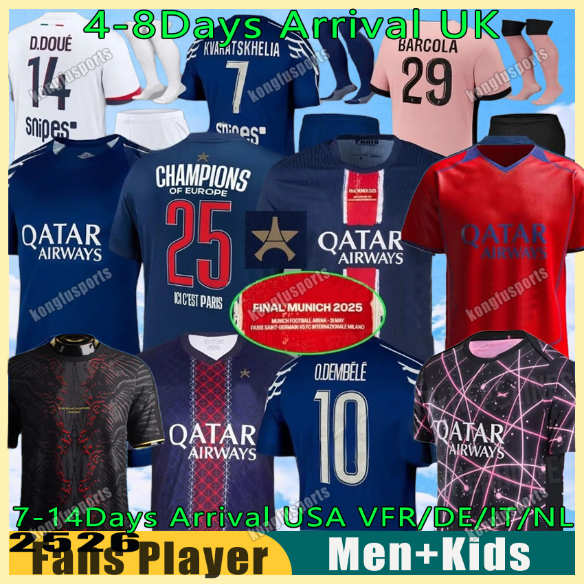 Buy psges jersey 25 26 Soccer Jerseys KYLIAN MBAPPE football shirt psges tracksuit Home Away Third Kit Shirt for Women Kids maillot psges etoile football jersey 4XL