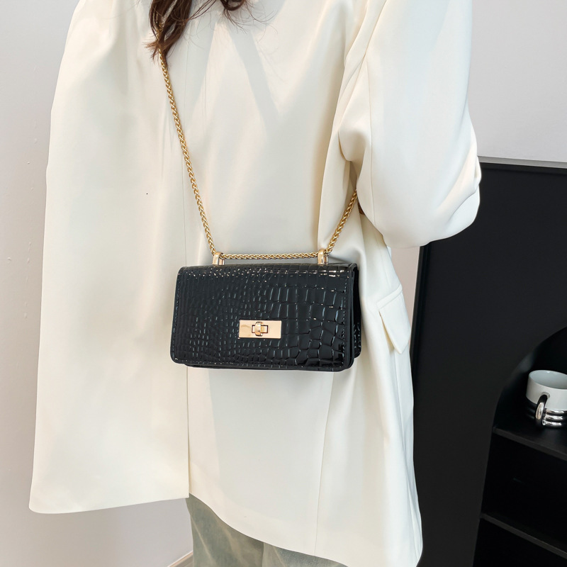 designer 2025 New Fashion Textured Niche Spring Stylish Casual Personality Chain Simple Single Shoulder Crossbody Small Square Bag