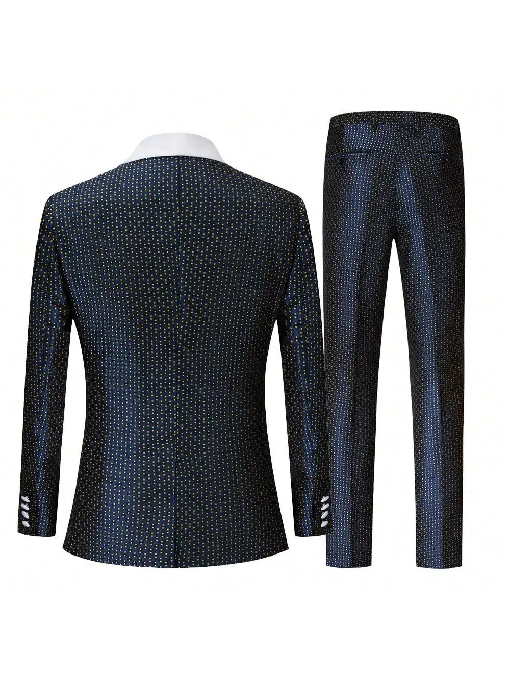 Men 3-Piece Slim Fit Suit Set Tuxedo One-Button Blazer Vest Elastic Waist Pants Party Outfit 250530