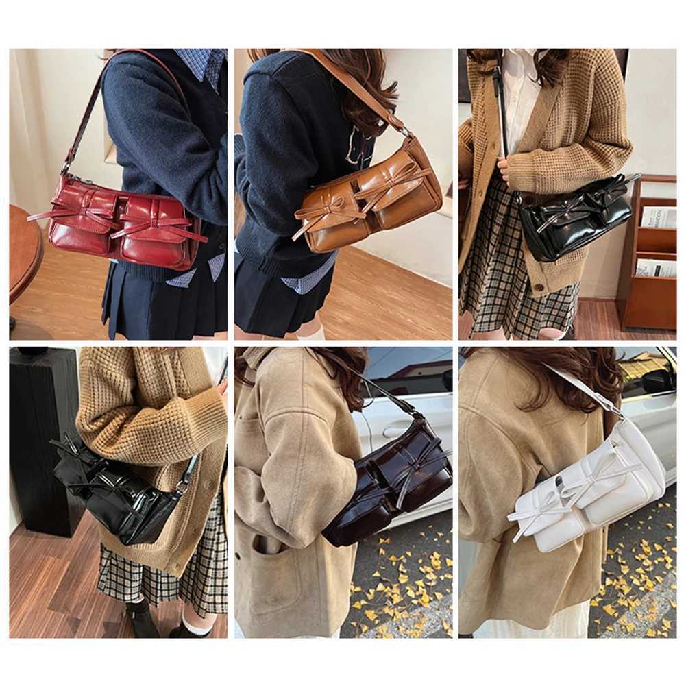 Female Y2k Shoulder Bag Double Pockets Versatile Armpit Bag PU Leather Trendy Shoulder Bag Travel Shopping Work Date Bag XJ250605