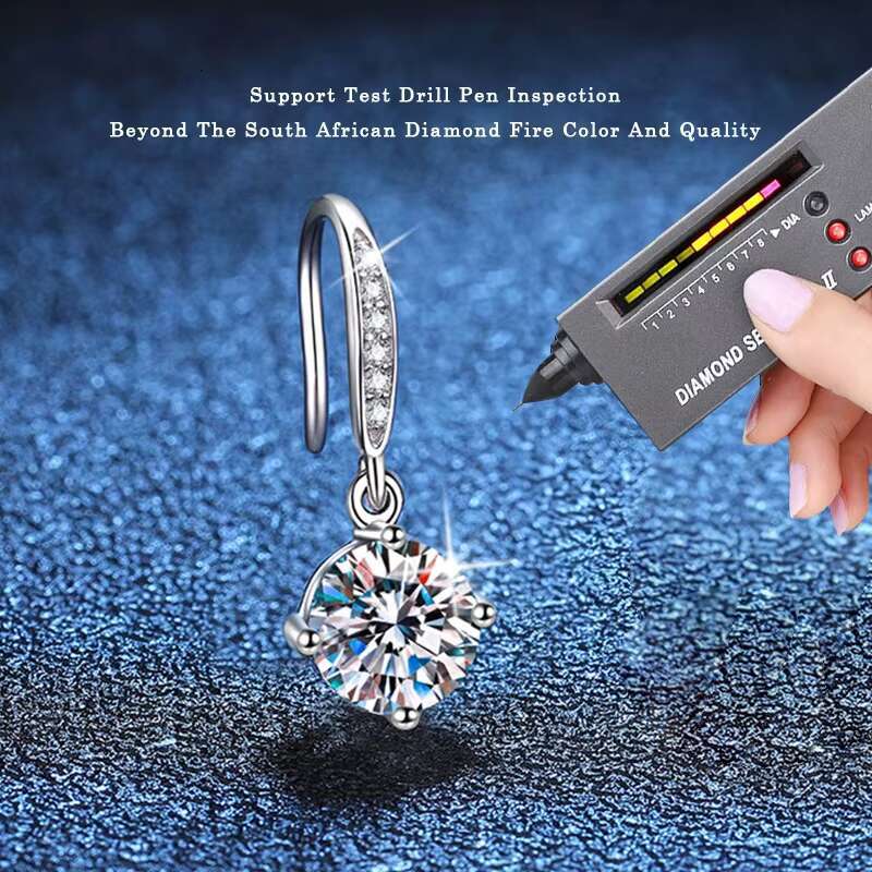 S925 Silver Mosang Stone Earrings Women Jewelry and Accessories Hypoallergenic Diamond Small Female Polynesian