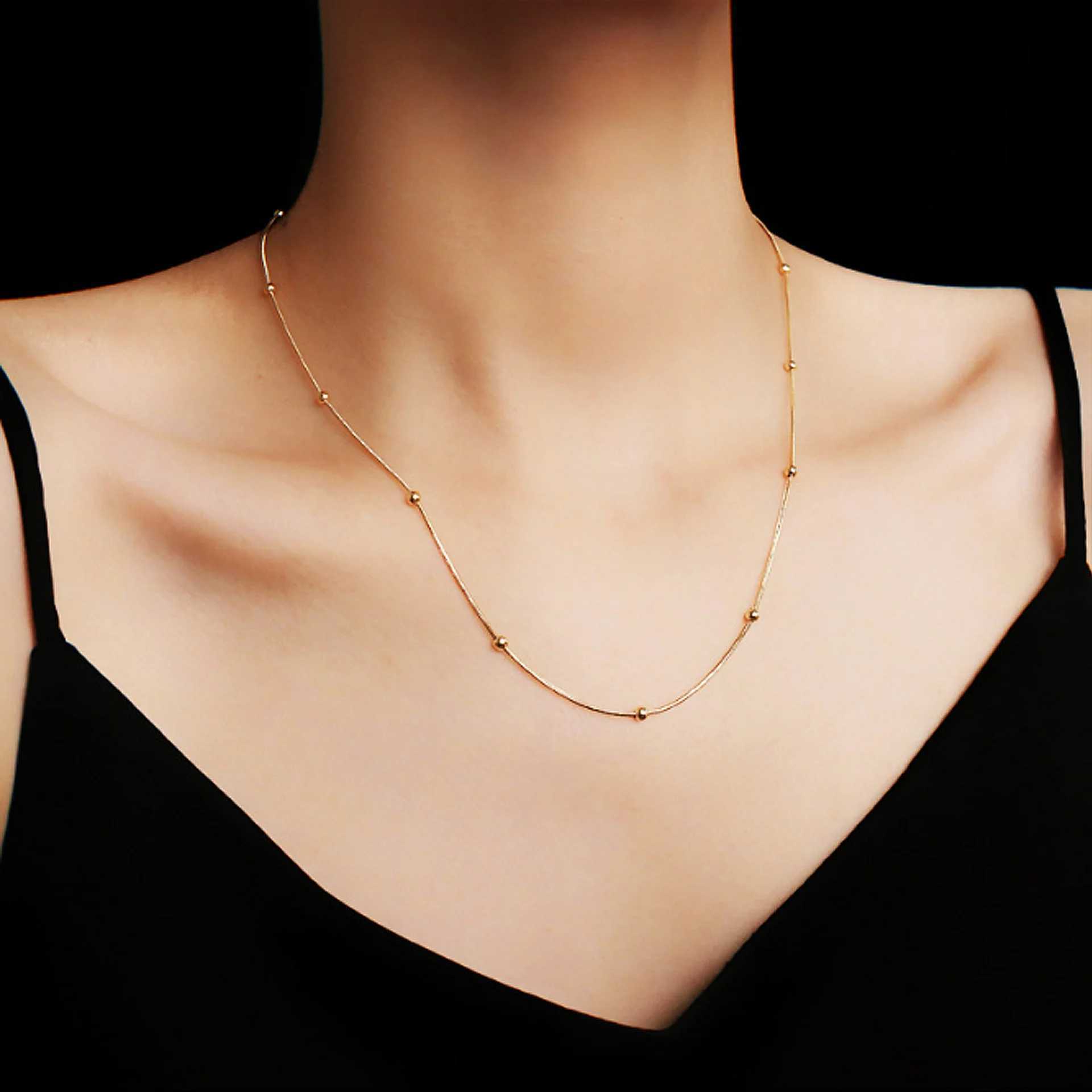 5Pcs Gold-Plated Beads Clavicle Chain Necklace Set for Women Simple Elegant Versatile High-End Light Jewelry Accessory XJ250604