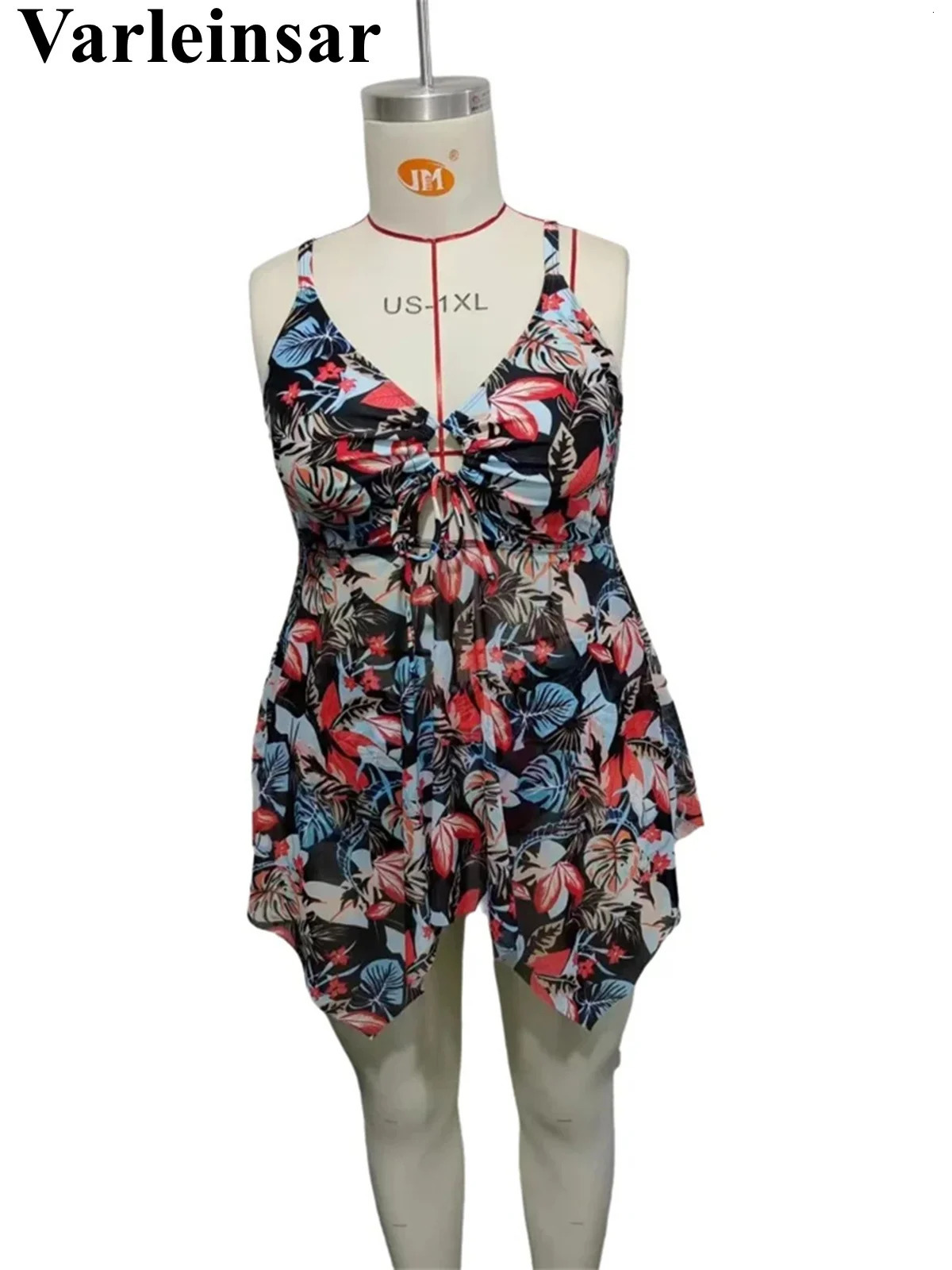 0XL 4XL Printed Tankini Plus Size Large Swimwear Women Swimsuit Female Twopieces Bikini set Bather Bathing Suit V6766 250603