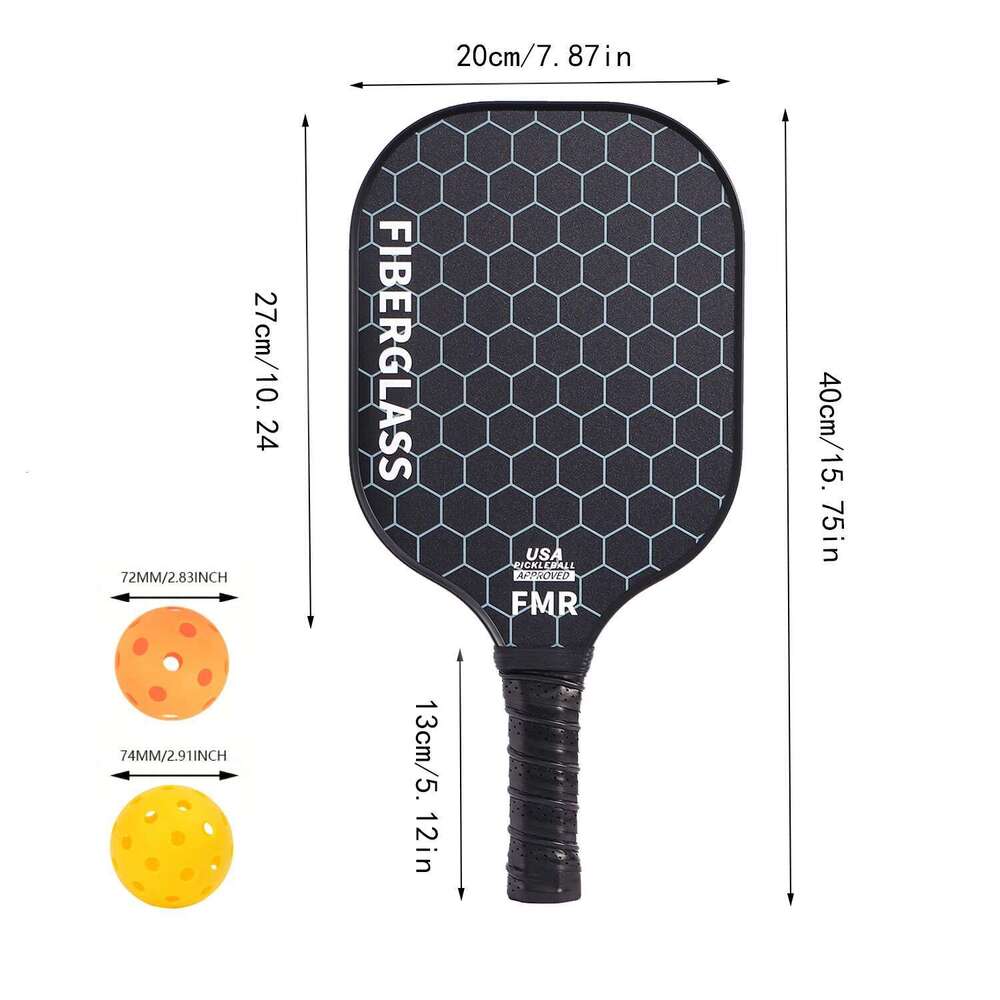 Pickleball Set of 2 USAPA Approved Fiberglass Ball Paddles with 4 Pickle Balls Durable Racket for Beginners
