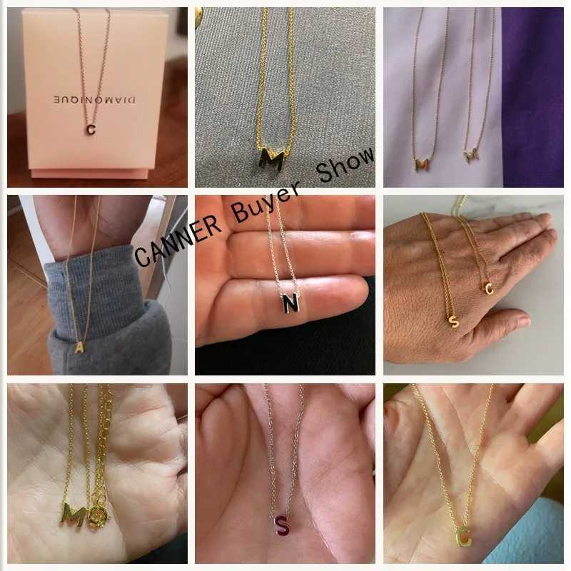 CANNER A-Z 26 Letters Necklace 925 Sterling Silver Necklace For Women 2022 Gold 18k Jewelry Chain Choker Necklace Collares Gifts XJ250604