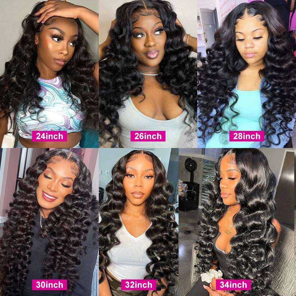 Loose Deep Wave Bundles With HD 4X4 13X4 Lace Frontal Closure And 3/4 Bundle Deal 100% Yaki Human Hair Extension