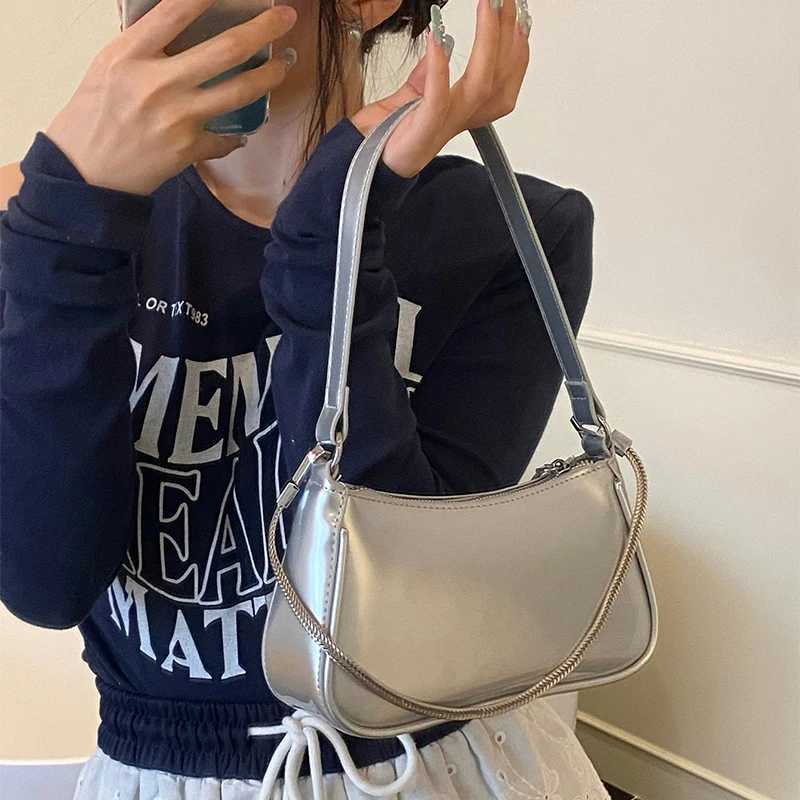 Bright Quality Leather Lady Small Underarm Bag Chain Strap Versatile Commuting Handbag Large Capacity Single Shoulder Sling Bag XJ250605