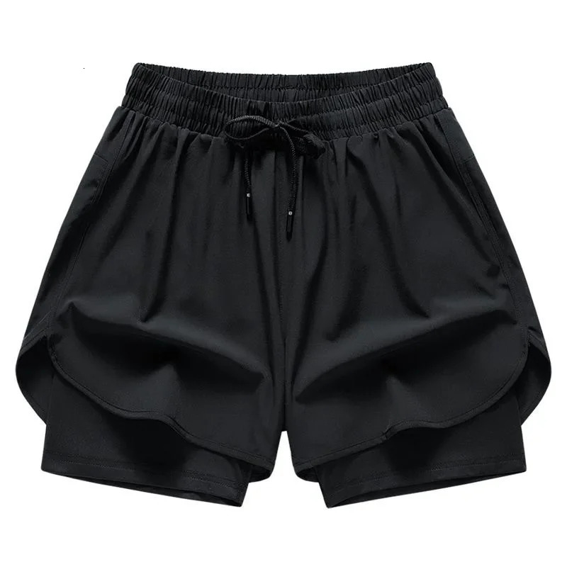 Mens Swimming Trunks Double Layer Quick Dry Casual Loose Running Shorts Five Points Sports Briefs Comfortable Underwear 250530