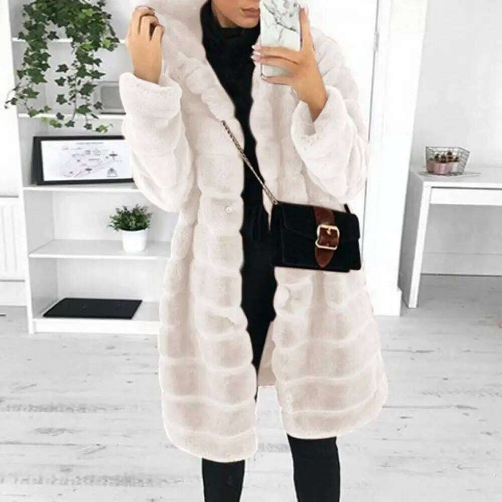 Winter Fur Outwear Thick Long Sleeve Jacket Fashion Outerwear Women Warm Faux Coat Hidden Button