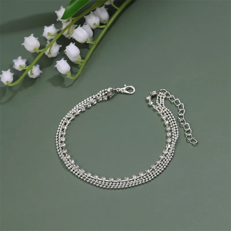 2024 Summer Gold Color Anklets For Women Stainless Steel Firga Chain Feet Jewelry Layered Link Chain Accessory 250528