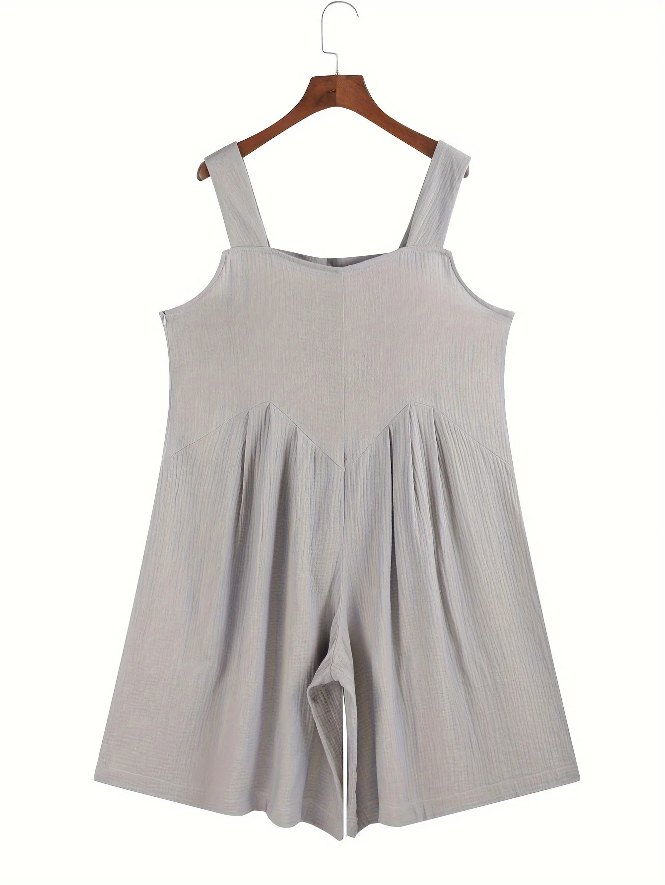 Womens plus Size Casual Woven Jumpsuit Loose Fit High Waist Wide Leg Comfortable Streetwear 250605