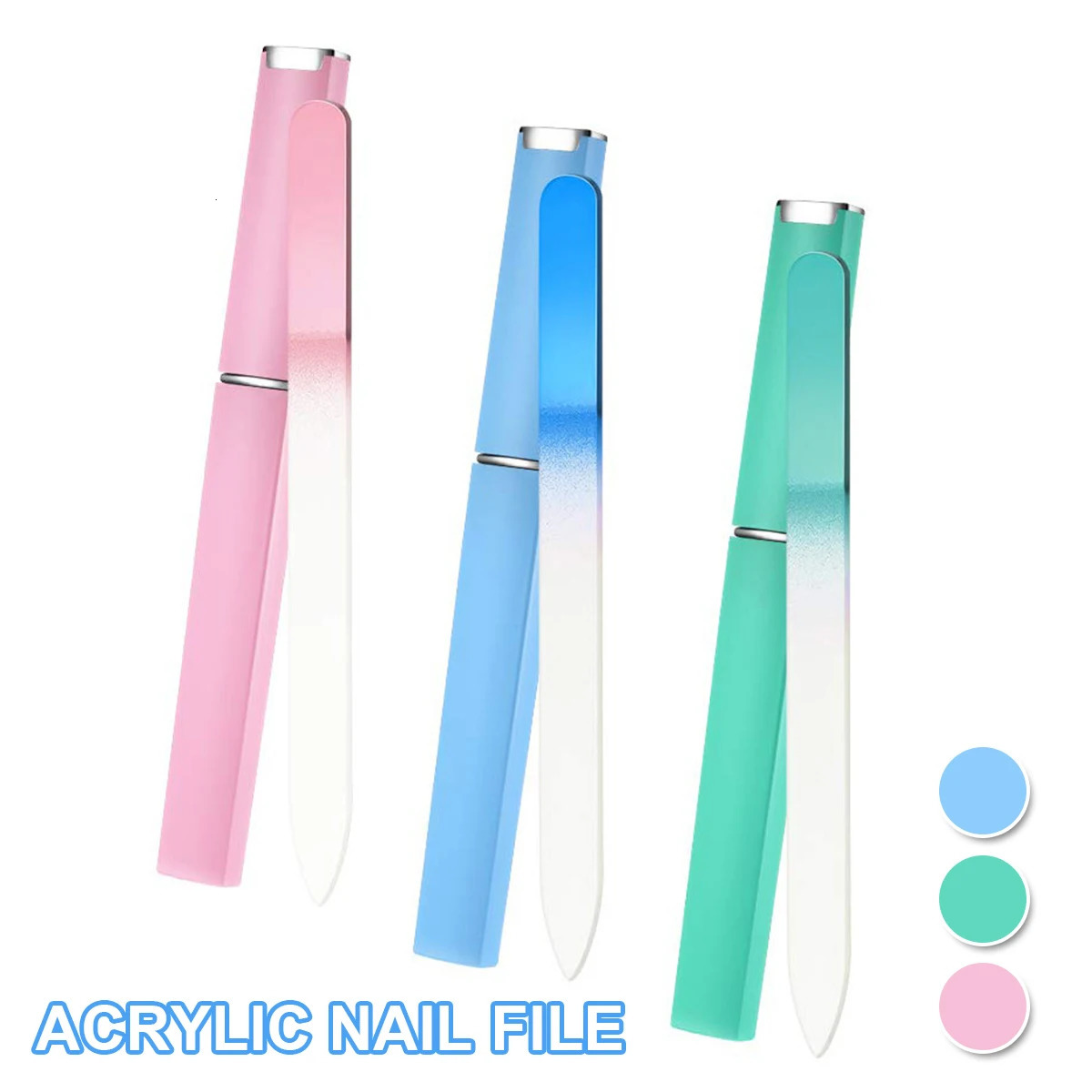 3pcs Crystal Glass Nail File with Case Glass Fingernail File Professional Manicure Tool Washable Reusable Double-Sided 250605