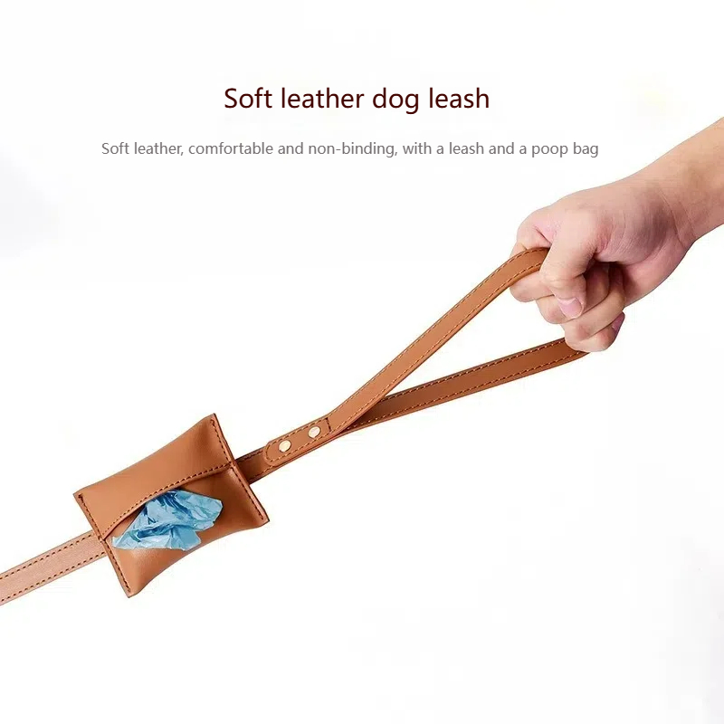 Adjustable Soft Leather Pet Harness and Leash Set for Small to Medium Dogs, Waterproof & Anti-shedding Design