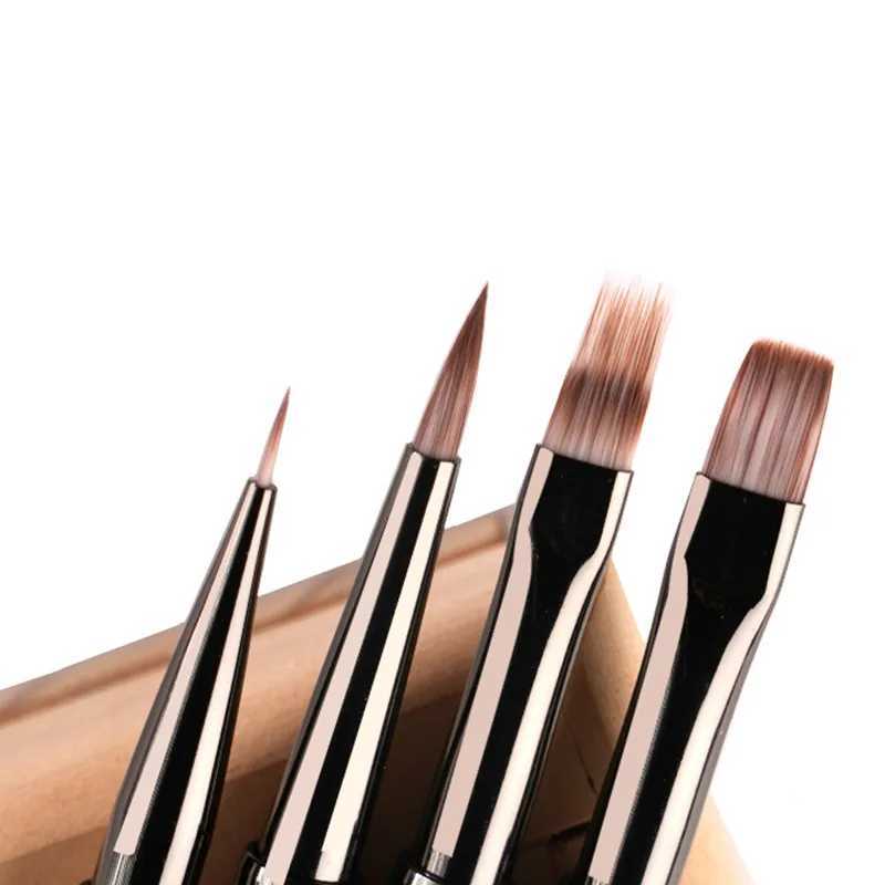 Nail Art Brush Triangular Spatula Drawing Painting Line Pen Liner Gradient Flat Round Metal French Manicure Tools W250605