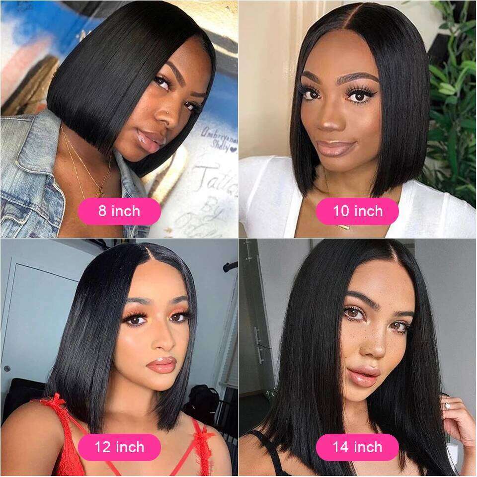 WOWANGEL Straight 5X5 HD Closure Ready To Wear Glueless 250% Bob Wig Lace Front Human Hair Wigs Pre Plucked