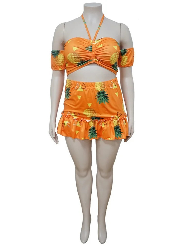 Wmstar Plus Size Dress Sets 2 Piece Outfits Slip Crop Top and Skirt Sexy Summer Beach Matching Suit Wholesale Drop 2024 250603