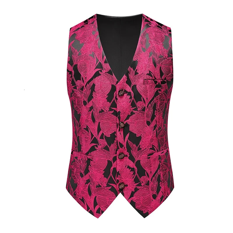 Men Jacquard Suit Vest Black White Grey 2024 Gentleman Wedding Prom Party Dress Tops 250605Z