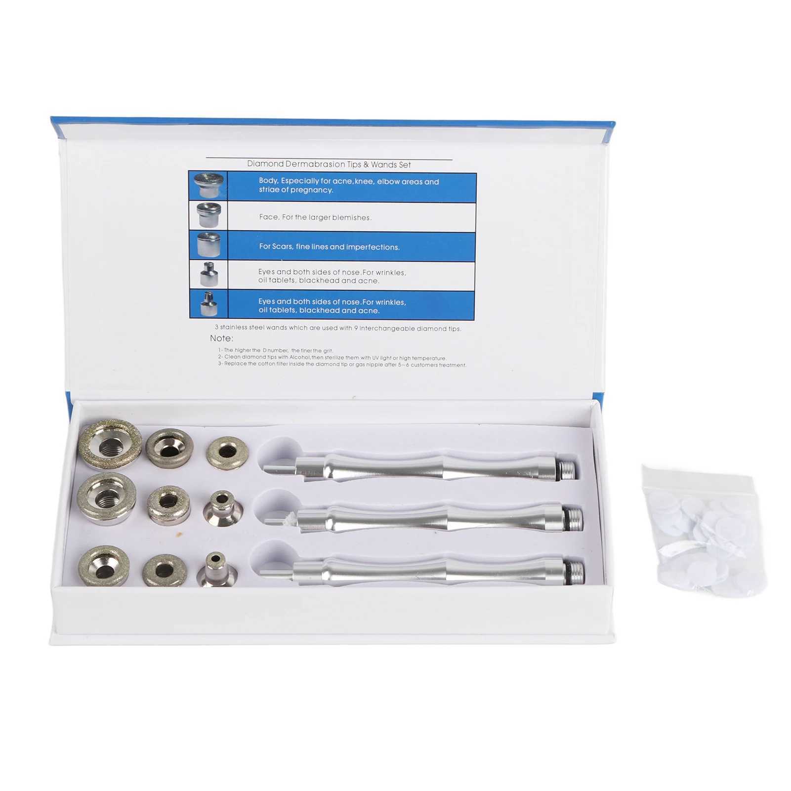 Beauty Machine Tips Replacement Microdermabrasion Dermabrasion Tips with Handle Stainless Steel Filter Set Tips XJ250607