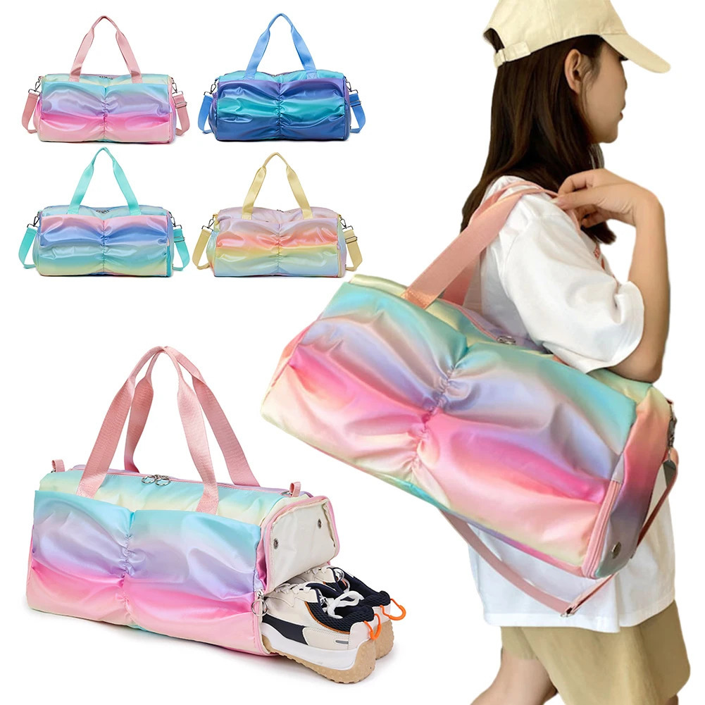 Women Gym Bag Waterproof Large Capacity Fitness Bag Adjustable and Detachable Shoulder Straps for Sleepovers/Trips/Sports/Dance 250530