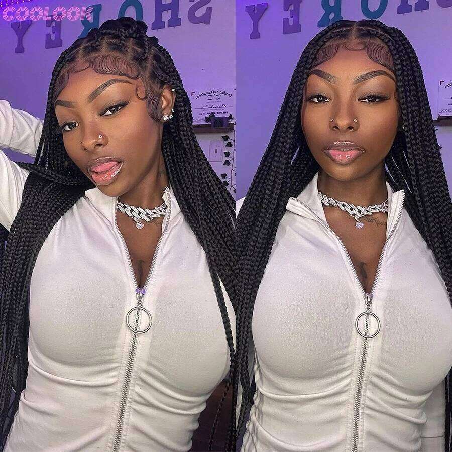 Tribal Synthetic Cornrow Braided Wigs Full Lace 36Inches Knotless Jumbo Box Wig Blonde Colored Braids For Black Women