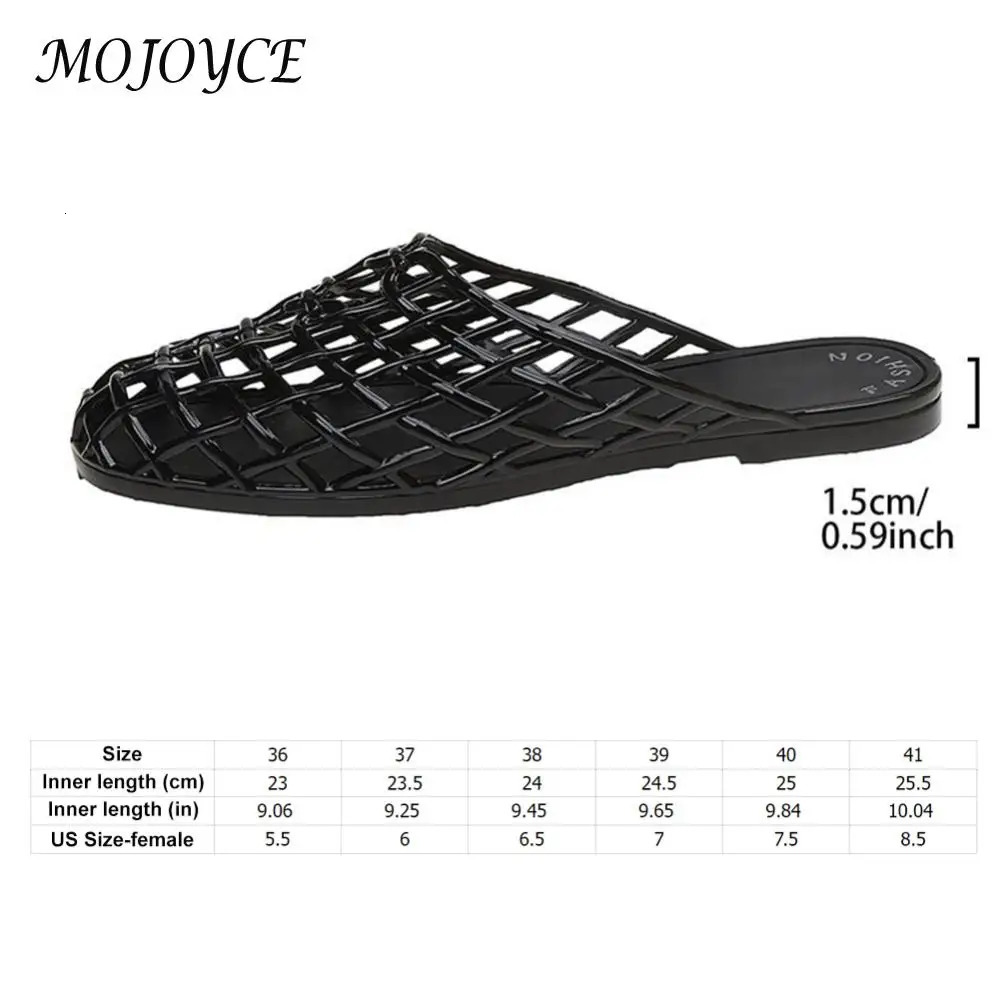 Women Jelly Flats Fashion SlipOn Closed Toe Beach Shoes Lightweight Casual Flat Sandals Breathable for Summer Beach 250605