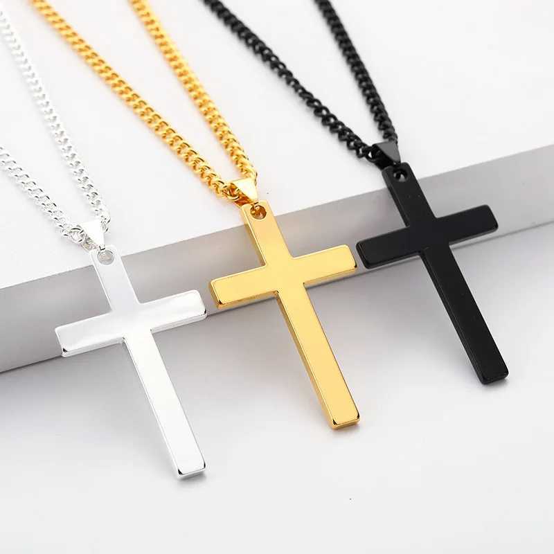 Cross Necklace for Men Gold Black Silver Color Stainless Steel Pendant Simple Jewelry Gifts Cross Chain Necklace for Men Boys XJ250604