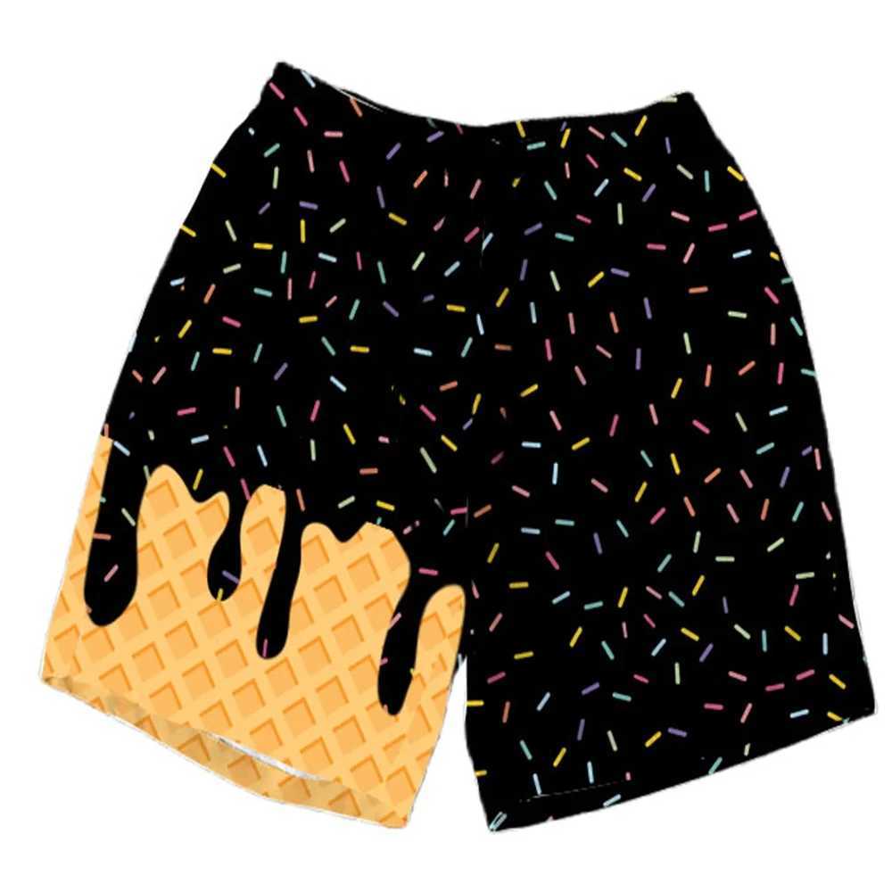 Summer 3D Printed Casual Shorts With Multi-Color Waffle Ice cream Design Parent-Child Beach Pants Fashionable Hot Pants XJ250605