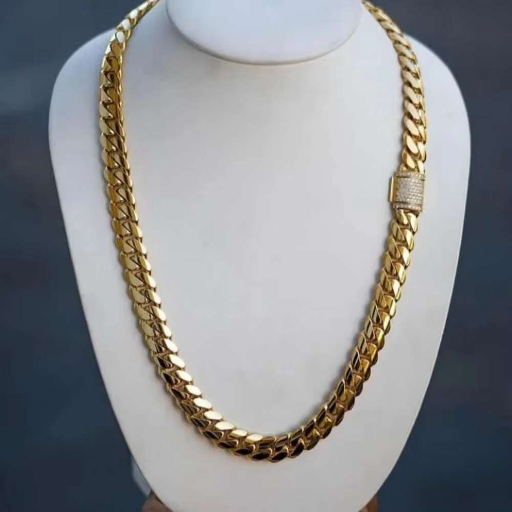 18k Gold Plated Moissanite Diamond Clasp Plain Cuban Chain Hip Hop Solid 925 Sterling Silver Cuban Chain Luxury for Men/Women