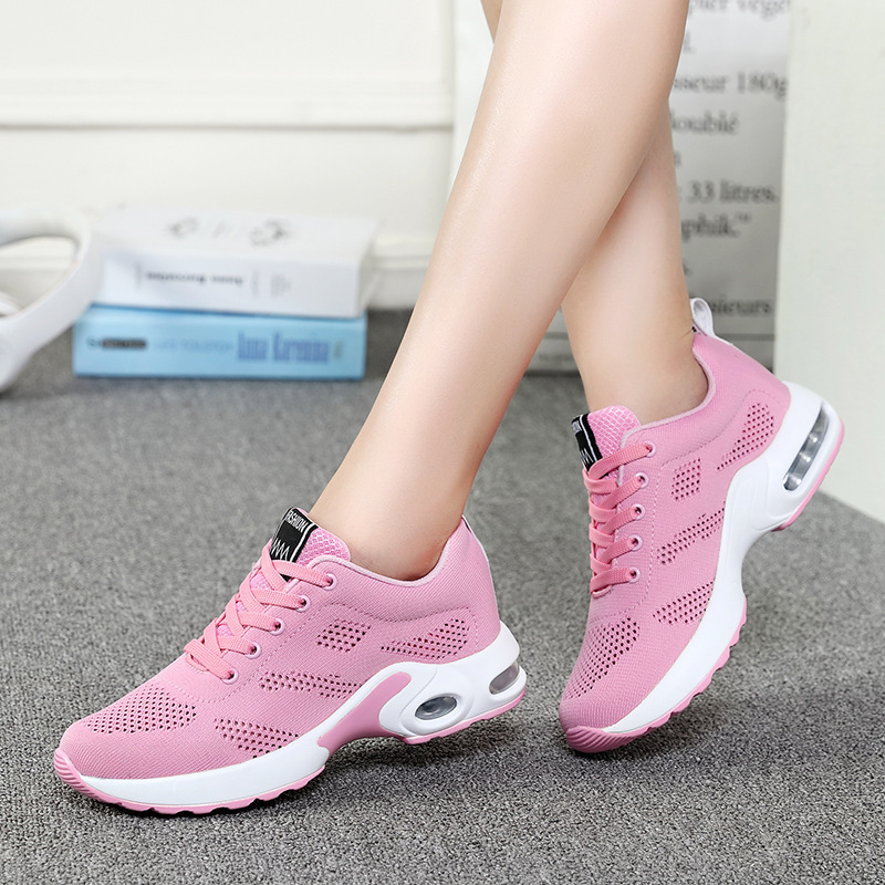 New Korean Style Flyknit Sports Casual Breathable Soft Sole Air Cushion Student Versatile Large Size Women S Casual Shoes Shoes Trend Ddmysaturn