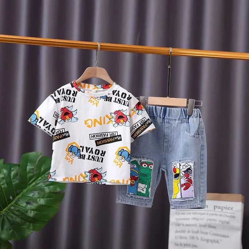 2024 New Summer Casual Toddler Baby Boys/Girls Clothing Suit New Children Cartoon Printed Top + Shorts 2 Pcs/Sets Kids Clothes R250605