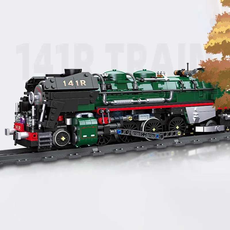 RC 141R Steam Train Building Blocks MOC 59098 Retro Transportation Model Bricks High Tech Ideas Toy Collection Gift for Kids and Adults W250605