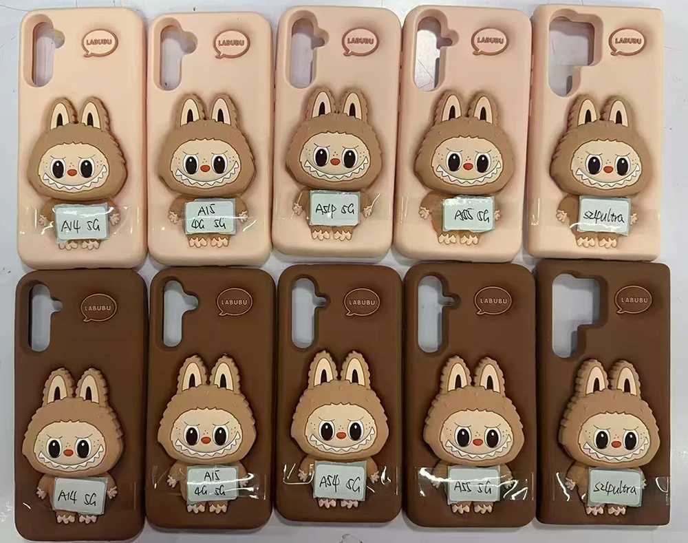 Cute Cartoon LaBuBu Monsters Soft Silicone Bracket Cover With Holder Case For Samsung Galaxy A14 A15 A54 A55 S23 S24 S25 Ultra X250605