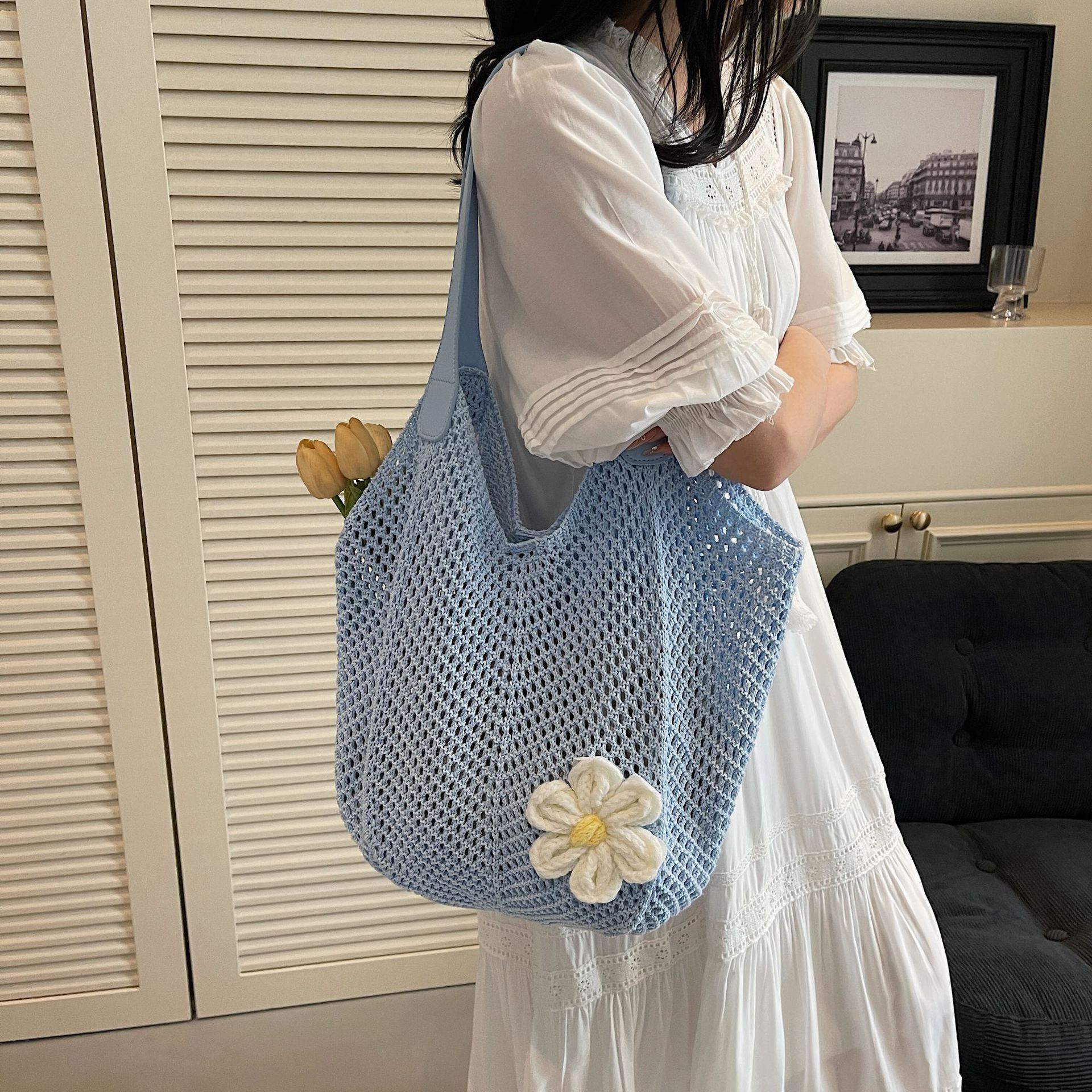 designer Forest Style Artistic Beach Vacation Travel Bag 2025 New Handwoven Large Capacity Shoulder Tote Bag