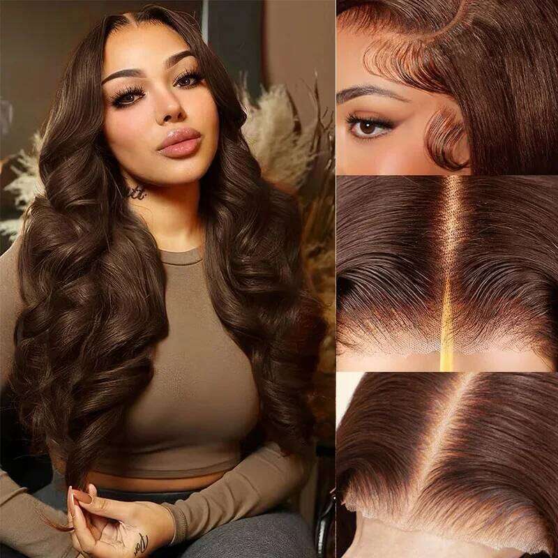 13x6 Frontal Wigs For Women HD 4 Chocolate 13x4 Body Wave Lace Front Wig Brazilian Brown Human Hair Preplucked