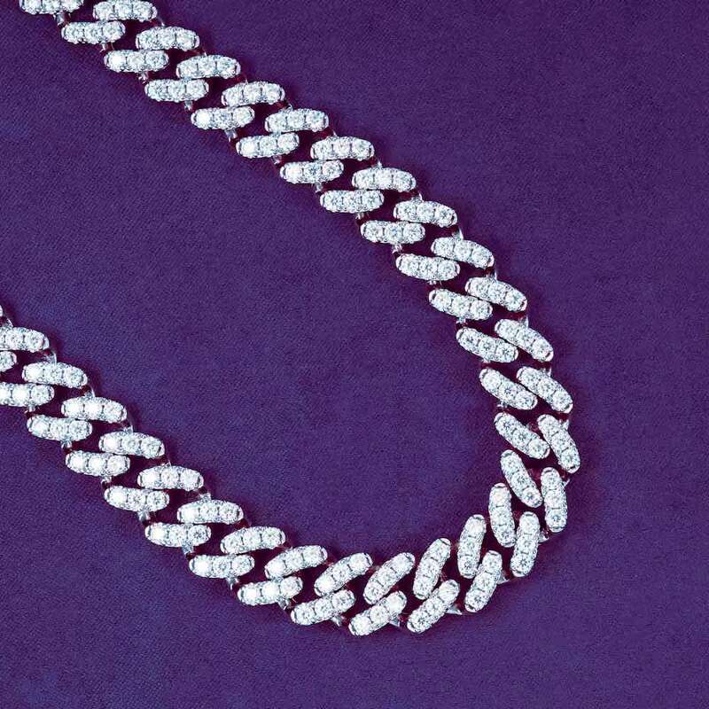GRA Hip Hop Iced Out Bling 925 Sterling Silver Pass Diamond Tester 12MM VVS Moissanite Prong Miami Cuban Link Chain for Men