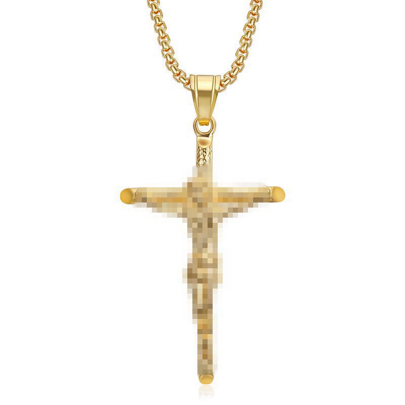 Vacuum Plated Stainless Steel Jesus Cross Pendant Necklace Religious Jewelry Accessory
