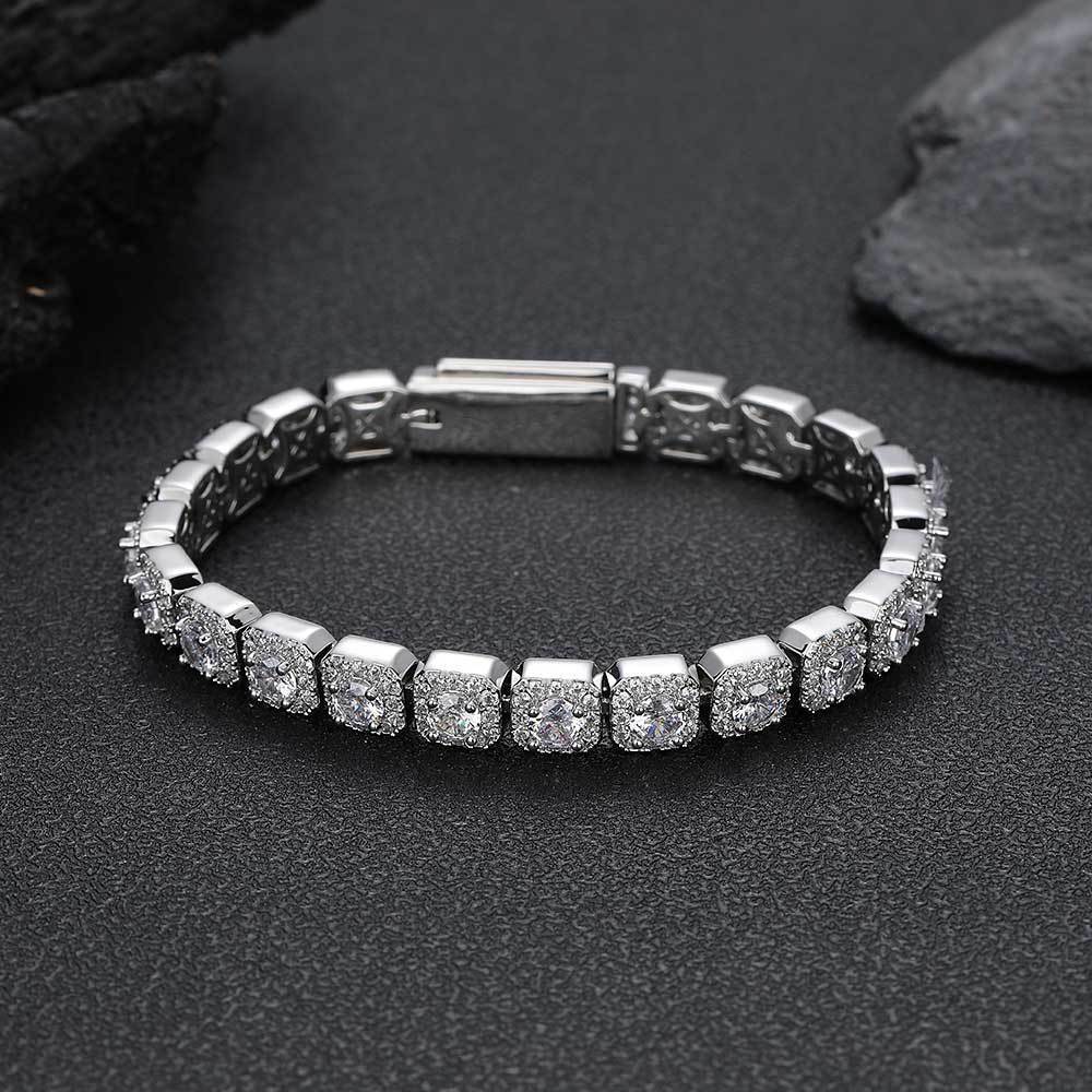 Hip hop bracelet 7mm flip buckle bracelet Moissanite rock sugar chain jewelry mens bracelet