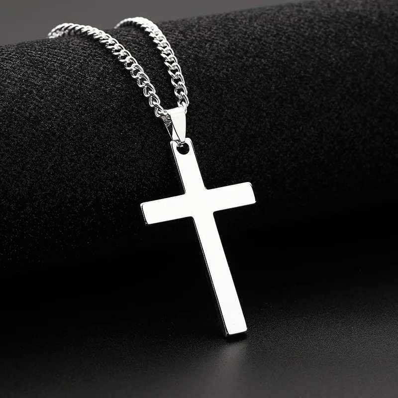 Cross Necklace for Men Gold Black Silver Color Stainless Steel Pendant Simple Jewelry Gifts Cross Chain Necklace for Men Boys XJ250604