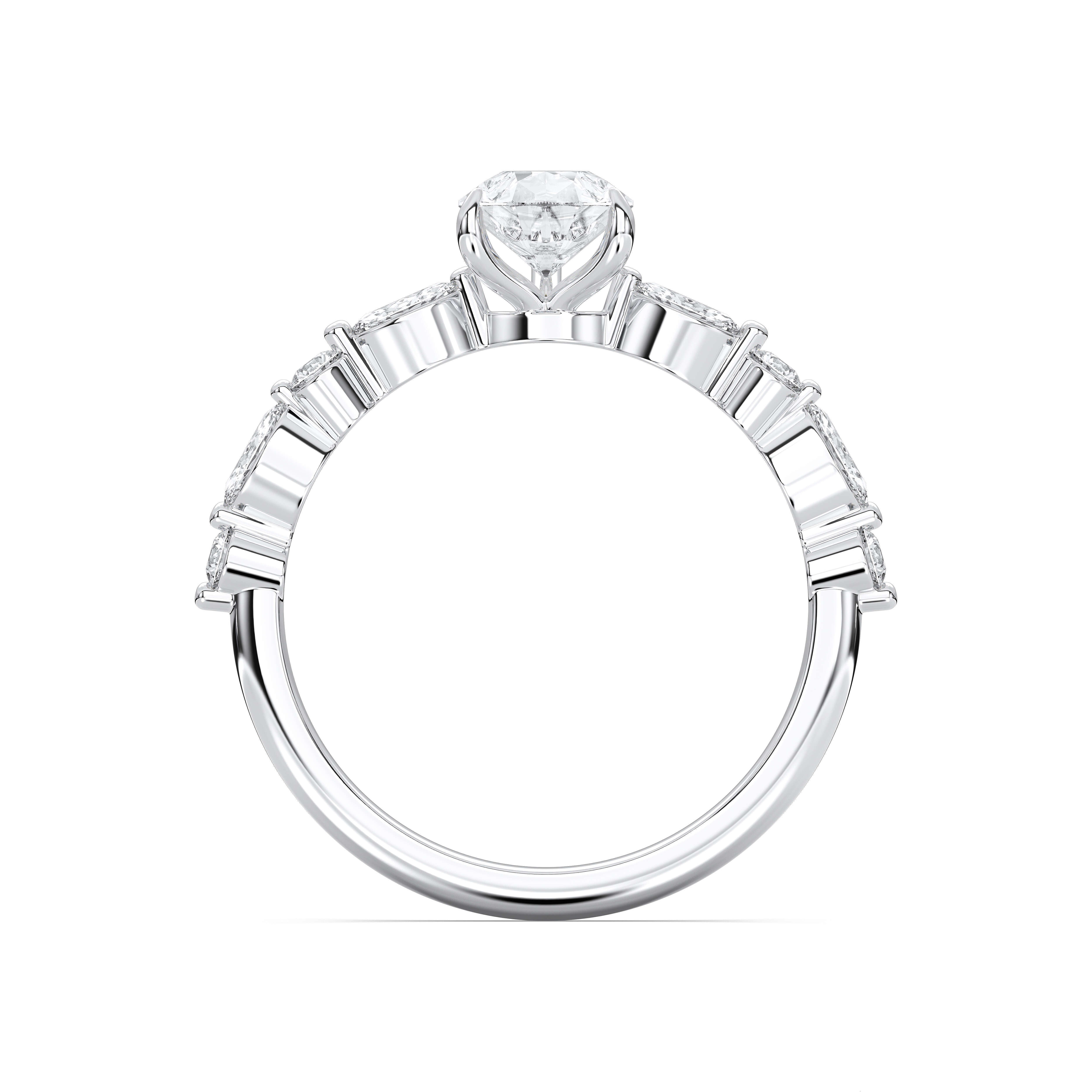 Premium Moissanite Luxury 0.14 Ct Round Cut Eternity Band with Five Stones - Sterling Silver