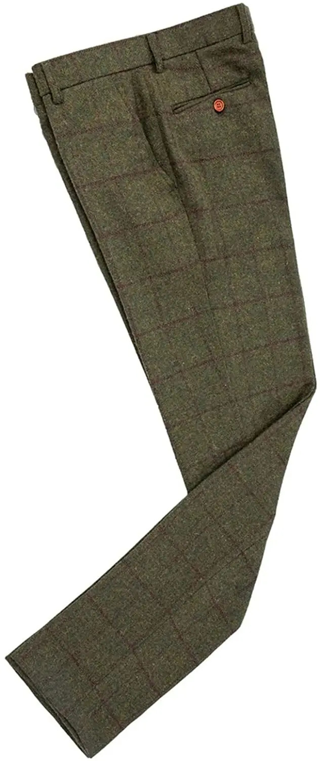 Brown Men Suits Plaid Tweed Suits for Man Three Pieces Vintage Lapel Tuxedos Groomsmen Winter Wedding SuitBlazerVestPants 250530