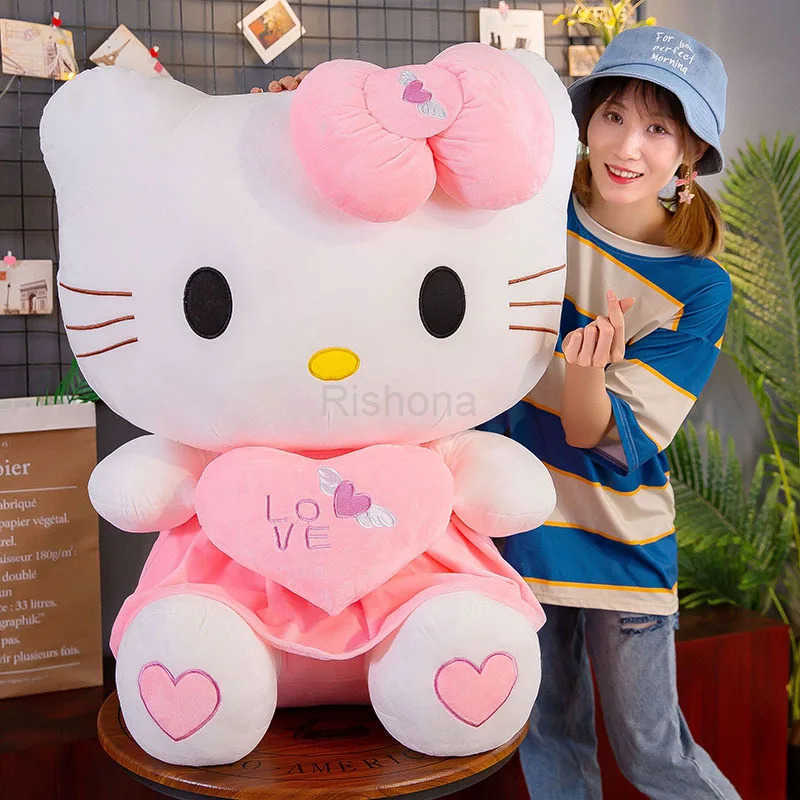 Sanrio 55cm Hello Kitty Cat Plush Toys Cartoon KT Cat Plushie Doll Big Size Stuffed Anime Pillow Birthday Gifts For Kids Girls X2506051