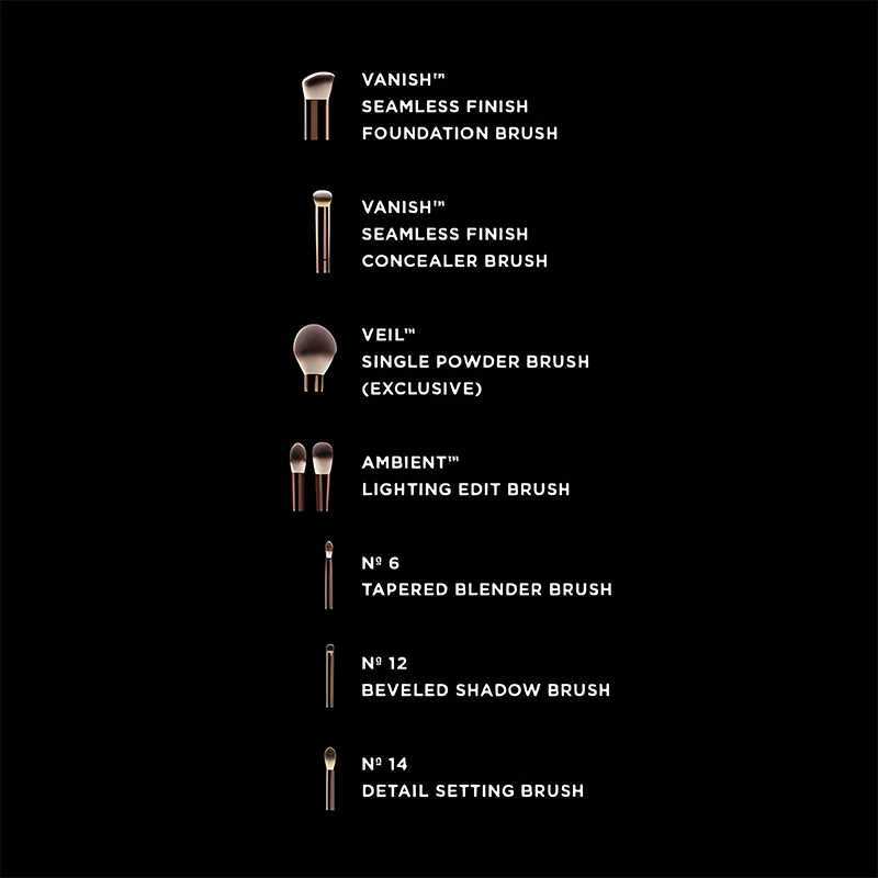 HOURGLASS Vegan brush travel brush set includes 7 brushes for the eye and face with a bag gift box packaging W250605