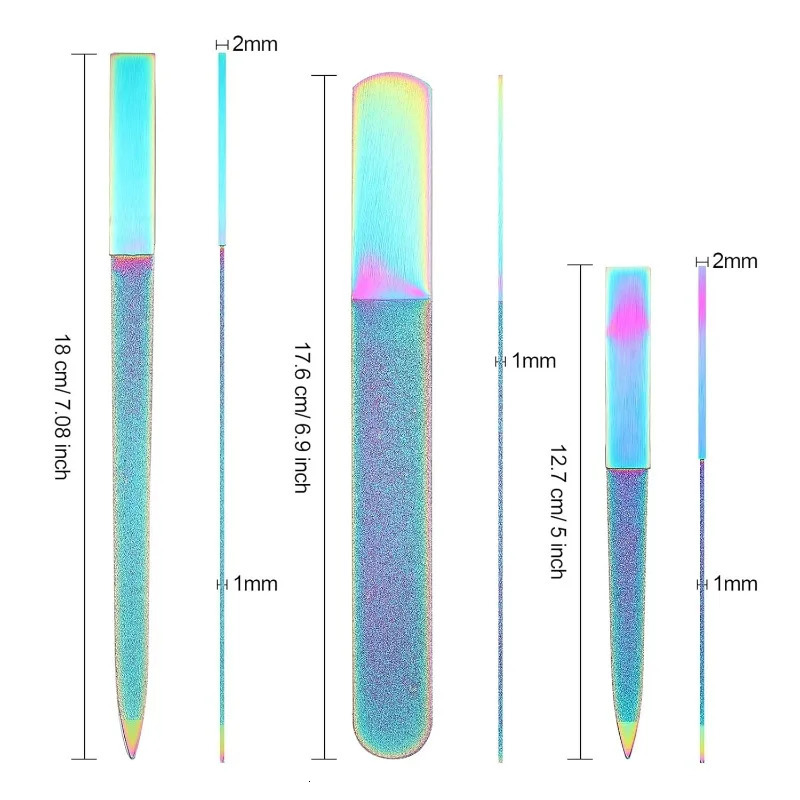 Diamond nail files for men and women stainless steel double-sided nail files natural diamond grit board nail care 250605