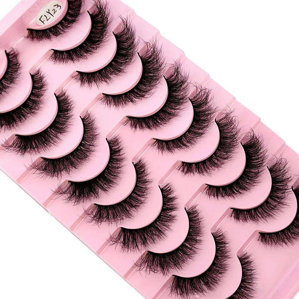 10 Pairs Faux Mink Handmade False Natural Nude Makeup Simulation Cross Messy Eye 3D Curly Eyelashes free shipping