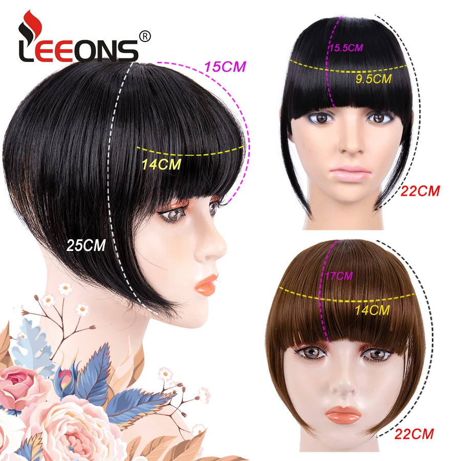 Leeons Synthetic Fringe Bangs Hair Extensions Clip In Bangs 6 Inch Short Straight Hairpiece Front Neat Bang Two Side Burgundy 250529