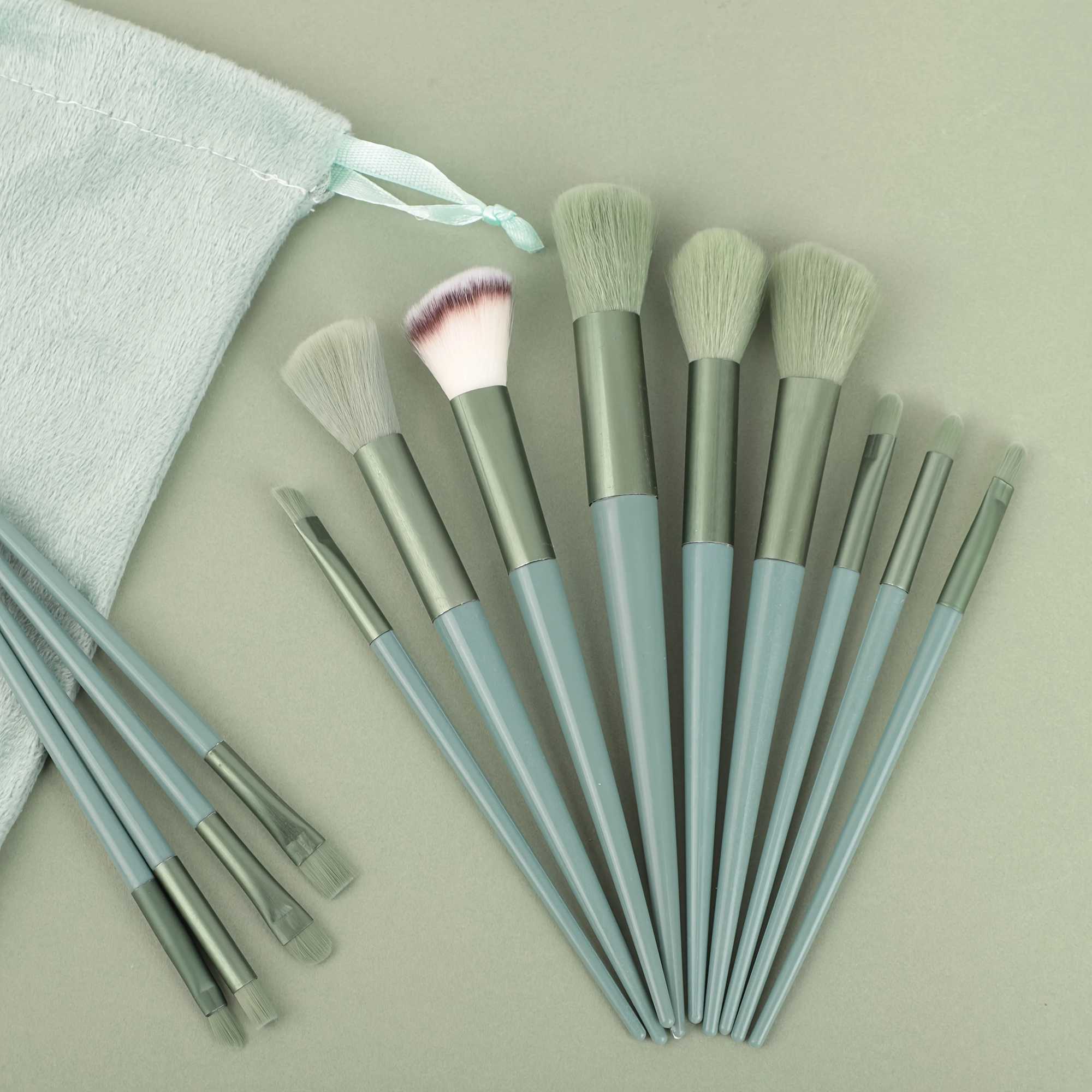 13pcs Makeup Brush Set Includes Perfect Soft Pouch Premium Pinkish Hue Cosmetic Implements with Quality Fibers Portable Case W250605