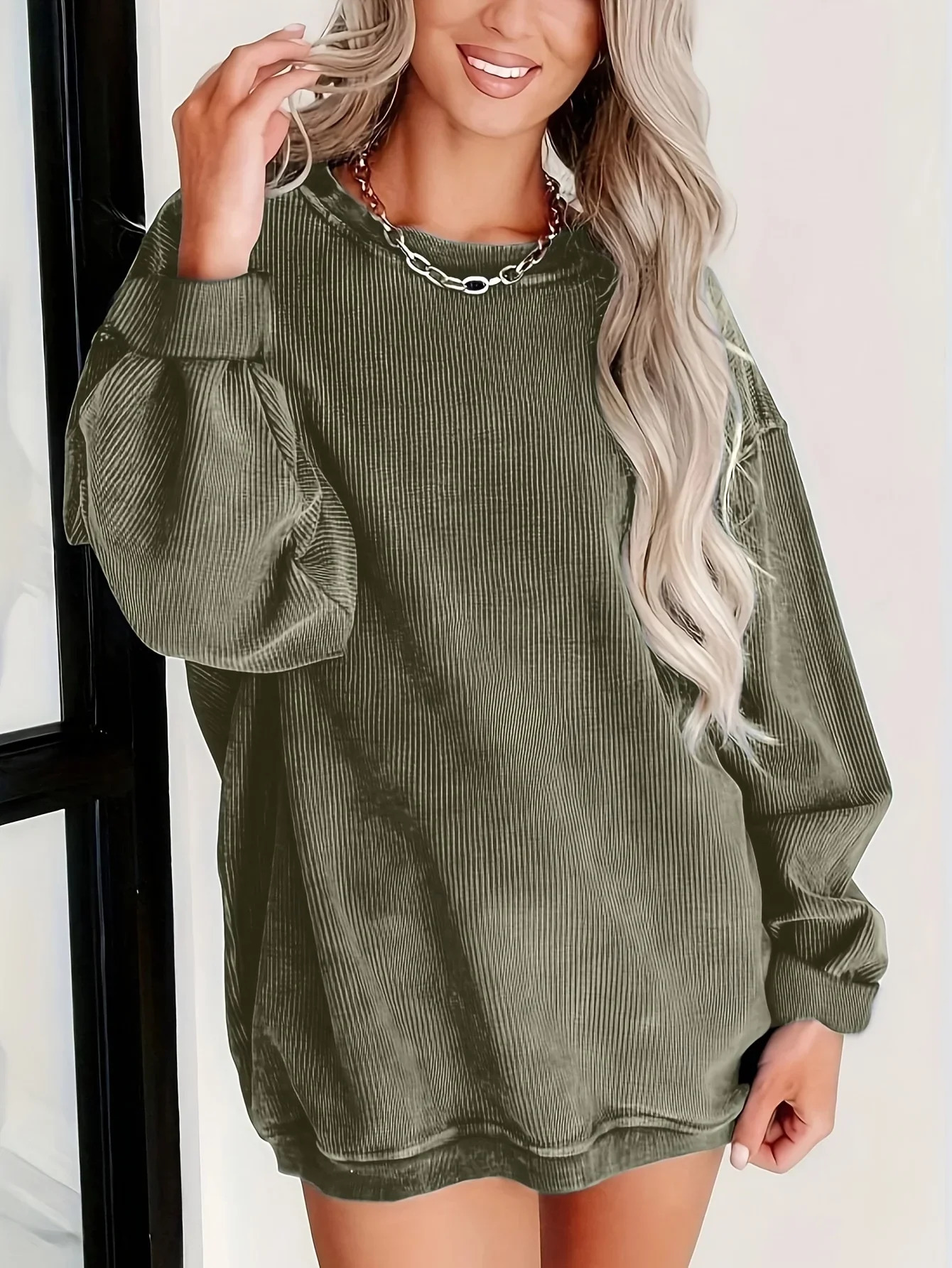 Womens Plus Size 1XL5XL Fashionable Solid Color Round Neck Comfortable Hooded Casual Long Sleeve Sportswear 250604