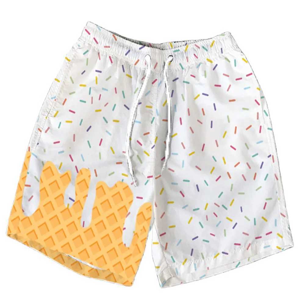 Summer 3D Printed Casual Shorts With Multi-Color Waffle Ice cream Design Parent-Child Beach Pants Fashionable Hot Pants XJ250605